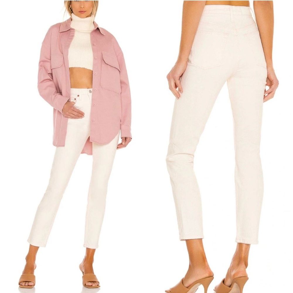 RE/DONE • 90s High Rise Ankle Crop Jeans Vintage White Denim Sz 25